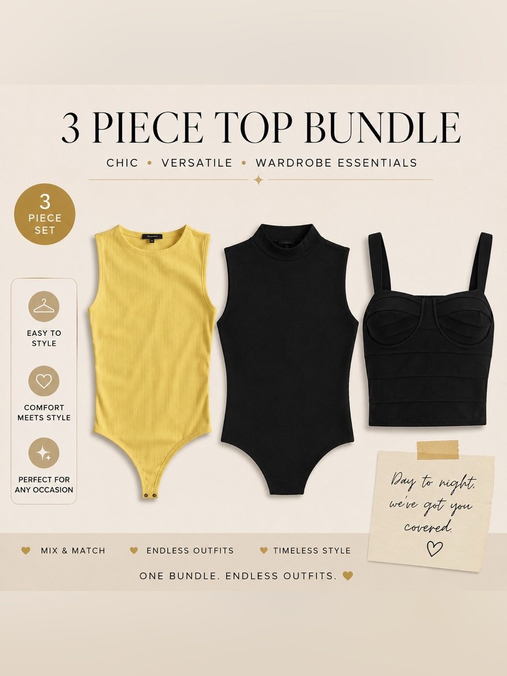 Express 3-Piece Women’s Top Bundle - Yellow & Black